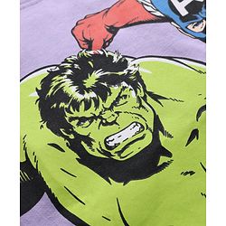 Pine Kids Marvel Single Jersey Knit Half Sleeves Overlapped T-Shirt with Avengers Graphics & Pocket Detailing - Lavender