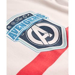 Pine Kids Marvel Single Jersey Knit Oversized Drop Shoulder Half Sleeves T-Shirt with Avengers Graphics - White