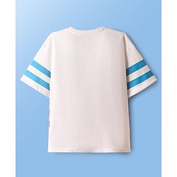 Pine Kids Marvel Single Jersey Knit Oversized Drop Shoulder Half Sleeves T-Shirt with Avengers Graphics - White