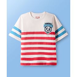Pine Kids Marvel Single Jersey Knit Oversized Drop Shoulder Half Sleeves T-Shirt with Avengers Graphics - White
