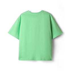 Pine Kids Marvel Single Jersey Knit Drop Shoulder Half Sleeves Oversized T-Shirt with Captain America Graphics - Green