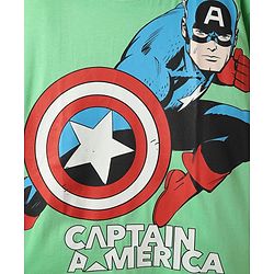 Pine Kids Marvel Single Jersey Knit Drop Shoulder Half Sleeves Oversized T-Shirt with Captain America Graphics - Green