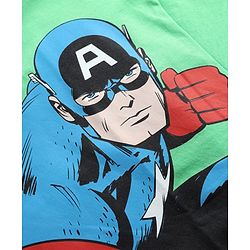 Pine Kids Marvel Single Jersey Knit Drop Shoulder Half Sleeves Oversized T-Shirt with Captain America Graphics - Green
