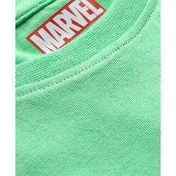 Pine Kids Marvel Single Jersey Knit Drop Shoulder Half Sleeves Oversized T-Shirt with Captain America Graphics - Green
