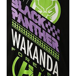 Pine Kids Marvel Single Jersey Knit Half Drop Shoulder Sleeves Oversized T-Shirt & Shorts Set with Front & Back Black Panther Graphics & Pocket Detailing - Multicolor