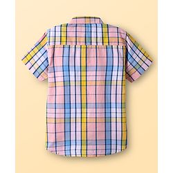 Pine Kids Cotton Woven Half Sleeves Checkered Shirt With T-Shirt - Multicolour