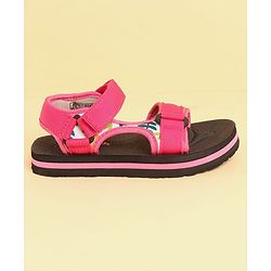 Pine Kids Velcro Closure Sandals with Leaves Print - Pink