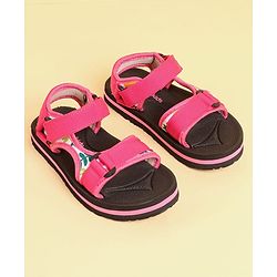 Pine Kids Velcro Closure Sandals with Leaves Print - Pink