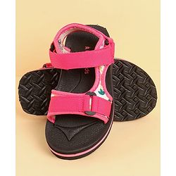 Pine Kids Velcro Closure Sandals with Leaves Print - Pink