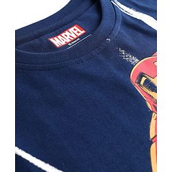 Pine Kids Marvel Single Jersey Knit Half Sleeves T-Shirt with Front and Back Iron Man Graphic - Navy Blue
