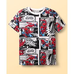 Pine Kids Marvel Single Jersey Knit Half Sleeves Co-ords Night Suit with Spider Man Graphics - Multicolor