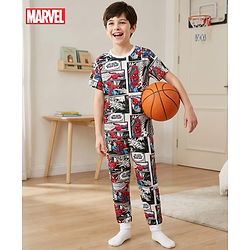 Pine Kids Marvel Single Jersey Knit Half Sleeves Co-ords Night Suit with Spider Man Graphics - Multicolor