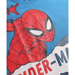 Pine Kids Marvel Single Jersey Knit Half Sleeves Night Suit with Spider Man Graphics - Blue