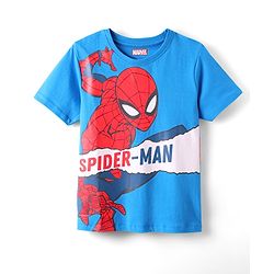 Pine Kids Marvel Single Jersey Knit Half Sleeves Night Suit with Spider Man Graphics - Blue