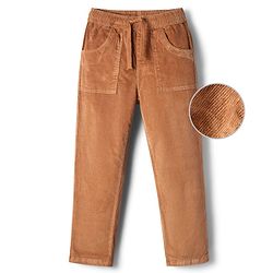 Pine Kids Corduroy Woven Full Length Solid Colour Trouser - Khaki