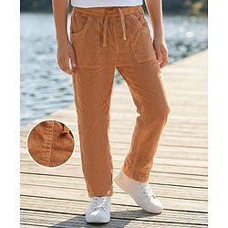 Pine Kids Corduroy Woven Full Length Solid Colour Trouser - Khaki