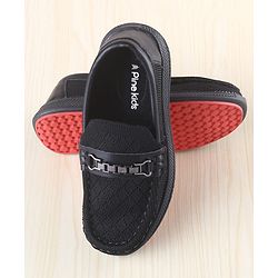 Pine Kids Slip On Loafers With Applique - Black