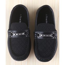 Pine Kids Slip On Loafers With Applique - Black