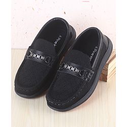 Pine Kids Slip On Loafers With Applique - Black