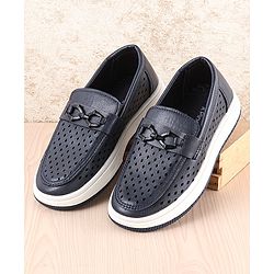Pine Kids Slip On Solid Coloured Loafers - Navy Blue