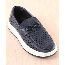 Pine Kids Slip On Solid Coloured Loafers - Navy Blue