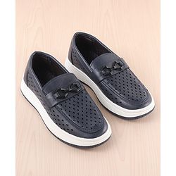 Pine Kids Slip On Solid Coloured Loafers - Navy Blue
