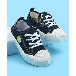 Pine Kids Casual Shoes With Zipper & Lace Up Closure - Black