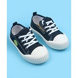 Pine Kids Casual Shoes With Zipper & Lace Up Closure - Black
