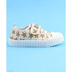 Pine Kids Velcro Closure Casual Shoes With Star Print - Beige