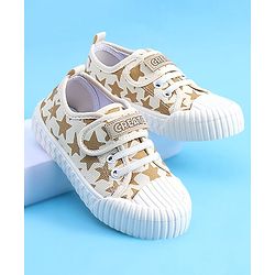Pine Kids Velcro Closure Casual Shoes With Star Print - Beige