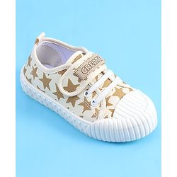 Pine Kids Velcro Closure Casual Shoes With Star Print - Beige