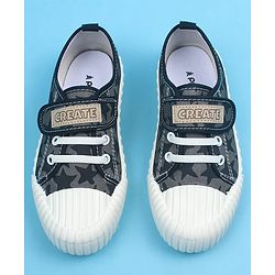 Pine Kids Velcro Closure Casual Shoes With Star Print - Black
