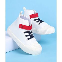 Pine Kids Solid Casual Shoes with Velcro Closure - White