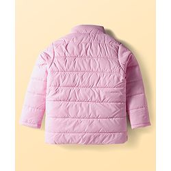 Pine Kids Woven Full Sleeves Front Open Quilted Jacket with High Neck - Baby Pink
