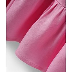 Pine Kids Viscose Woven Flutter Sleeves Solid Color Frock - Pink