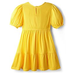 Pine Kids Woven Half Sleeves Solid Color Frock - Yellow