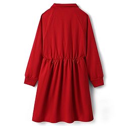 Pine Kids Cotton Knit Full Raglan Sleeves Solid Colour Winter Dress - Maroon
