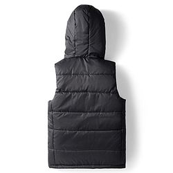 Pine Kids Woven Sleeveless Solid Hooded Padded Jacket - Black