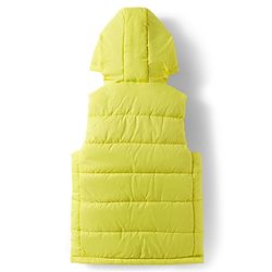 Pine Kids Woven Sleeveless Solid Color Padded Hooded Jacket - Lemon