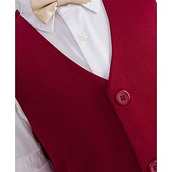 Pine Kids Knit Full Sleeves Three Piece Party Suit Set with Bow - Maroon White & Beige