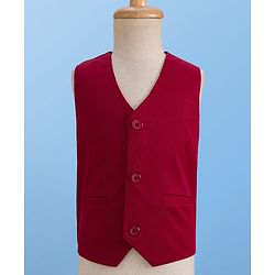 Pine Kids Knit Full Sleeves Three Piece Party Suit Set with Bow - Maroon White & Beige