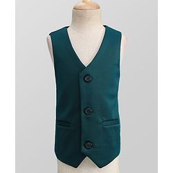 Pine Kids Knit Full Sleeves Solid 3 Piece Party Suit With Bow - Dark Green
