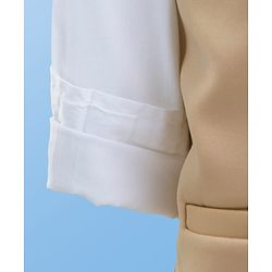 Pine Kids Knit Full Sleeves Solid 3 Piece Party Suit - Beige