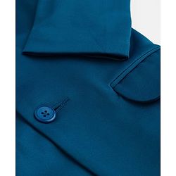 Pine Kids Knit Full Sleeves Solid 3 Piece Party Suit With Bow - Teal Blue