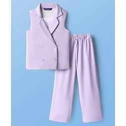 Pine Kids Knit Sleeveless Solid Colour 3 Piece Party Suit - Purple