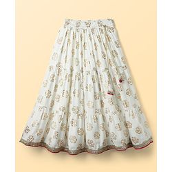 Pine Kids Woven Sleeveless Choli Lehenga Set with Dupatta Floral Glitter Print & Embroidery - Pink