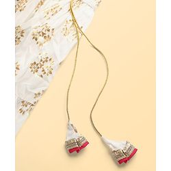 Pine Kids Woven Sleeveless Choli Lehenga Set with Dupatta Floral Glitter Print & Embroidery - Pink