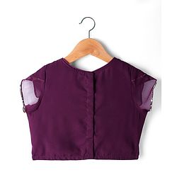 Pine Kids Woven Half Sleeves Choli Lehenga Set with Dupatta & Sequin Detailing - Wine
