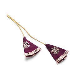 Pine Kids Woven Half Sleeves Choli Lehenga Set with Dupatta & Sequin Detailing - Wine