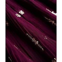 Pine Kids Woven Half Sleeves Choli Lehenga Set with Dupatta & Sequin Detailing - Wine
